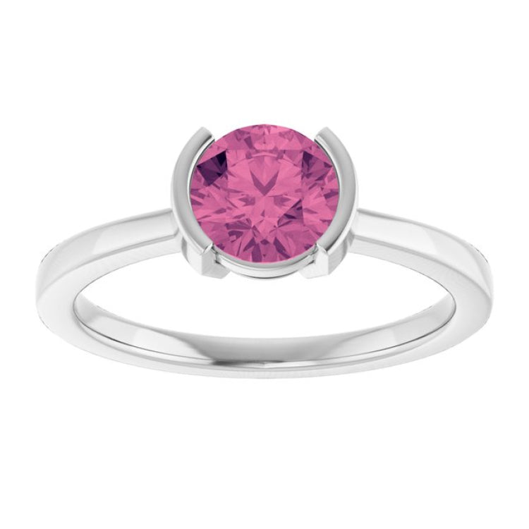 14K White Gold Natural Pink Tourmaline Ring