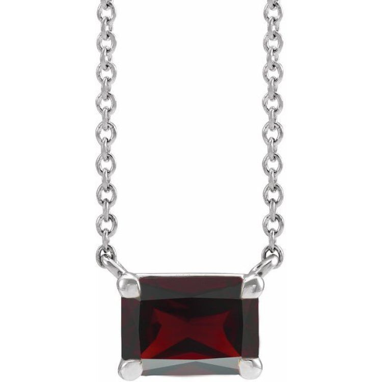 14K White Gold Natural Mozambique Garnet 18" Necklace