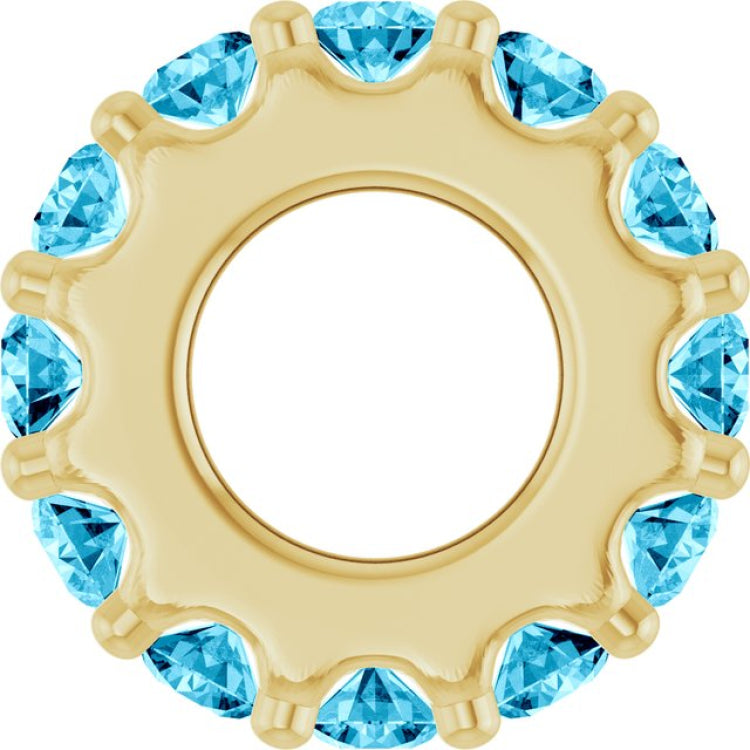 18K Yellow Gold-Plated Sterling Silver Natural Aquamarine Spacer Charm/Pendant