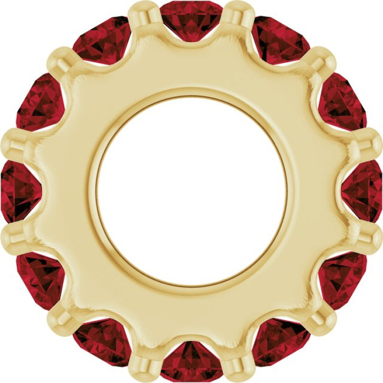 18K Yellow Gold-Plated Sterling Silver Natural Mozambique Garnet Spacer Charm/Pendant