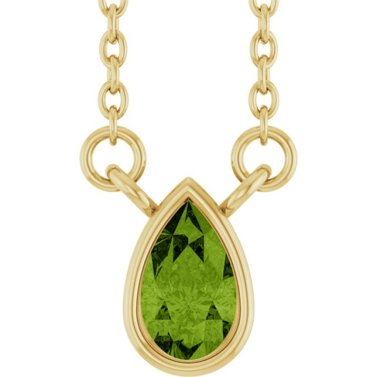 14K Yellow Gold Natural Peridot 18" Necklace