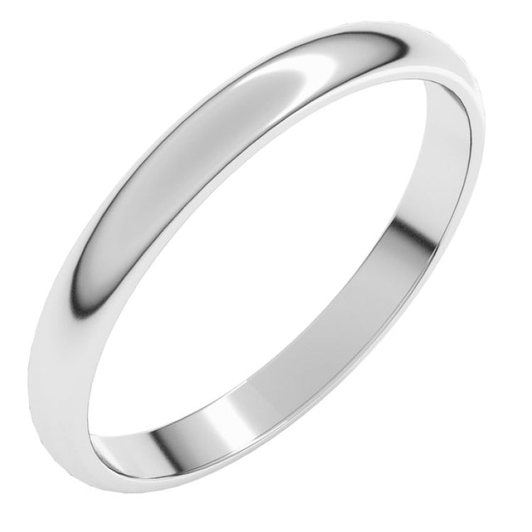 10K White Gold 2.5 mm Lightweight Half Round Band Size 7