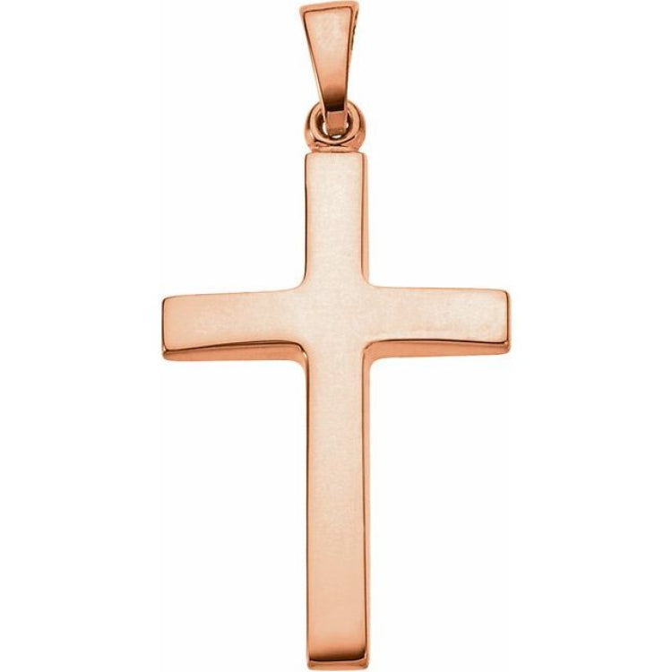 14K Rose Cross Pendant