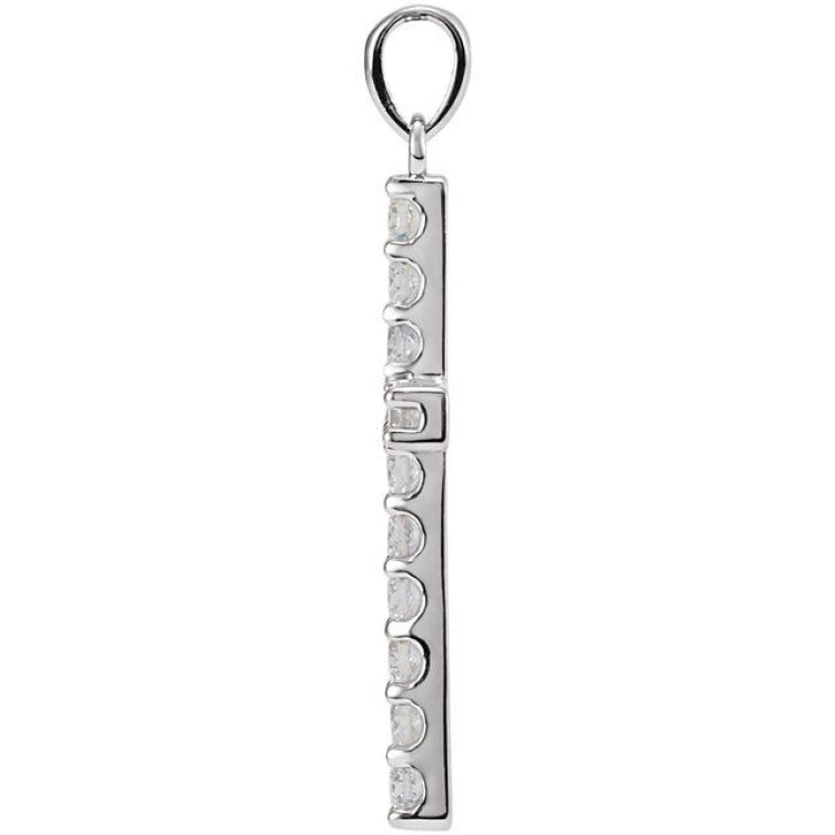 Platinum 1 CTW Natural Diamond Cross Pendant