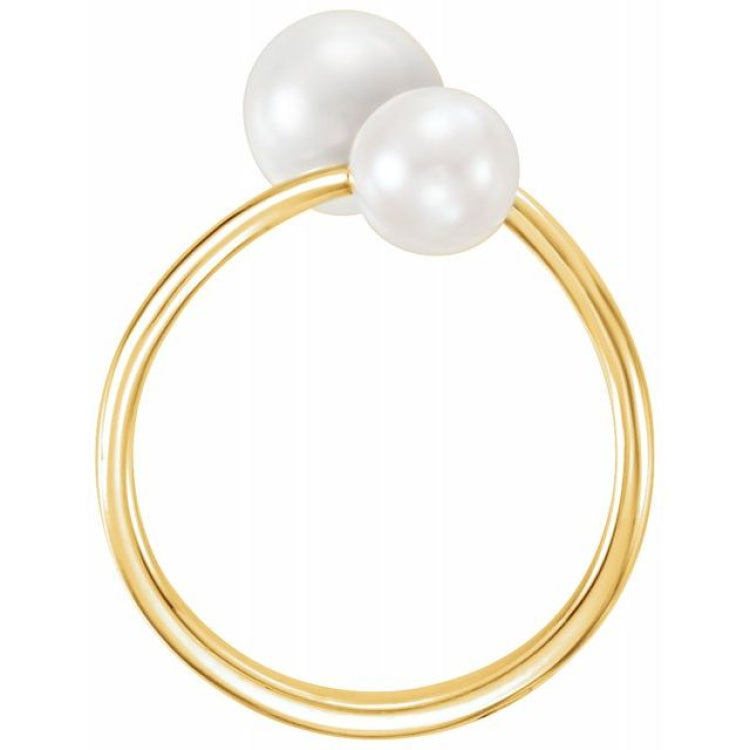 14K Yellow Cultured White Freshwater Pearl Ring