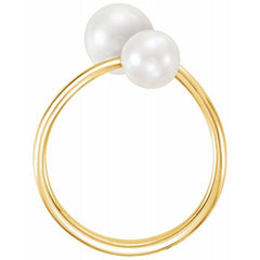 14K Yellow Cultured White Freshwater Pearl Ring