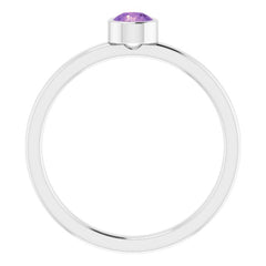 Rhodium-Plated Sterling Silver 4 mm Imitation Amethyst Ring