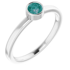 14K White 4 mm Lab-Grown Alexandrite Ring