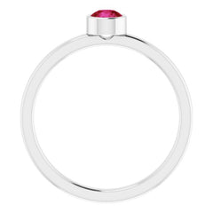 14K White 4 mm Natural Ruby Ring