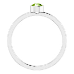 14K White 4 mm Natural Peridot Ring