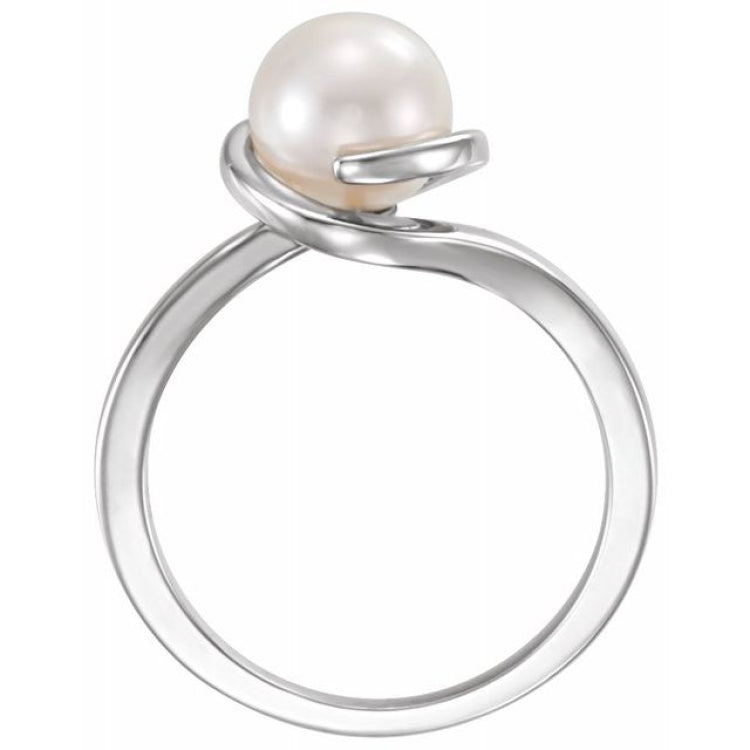 Platinum Cultured White Freshwater Pearl Ring