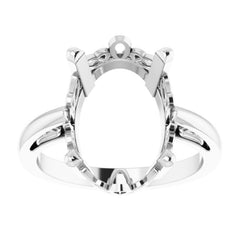 10K X1 White Gold 14x10 mm Oval Scroll Setting® Solitaire Ring Mounting
