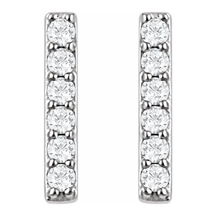 Platinum 1/10 CTW Natural Diamond Bar Earrings