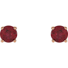 14K Rose 4 mm Lab-Grown Ruby Earrings