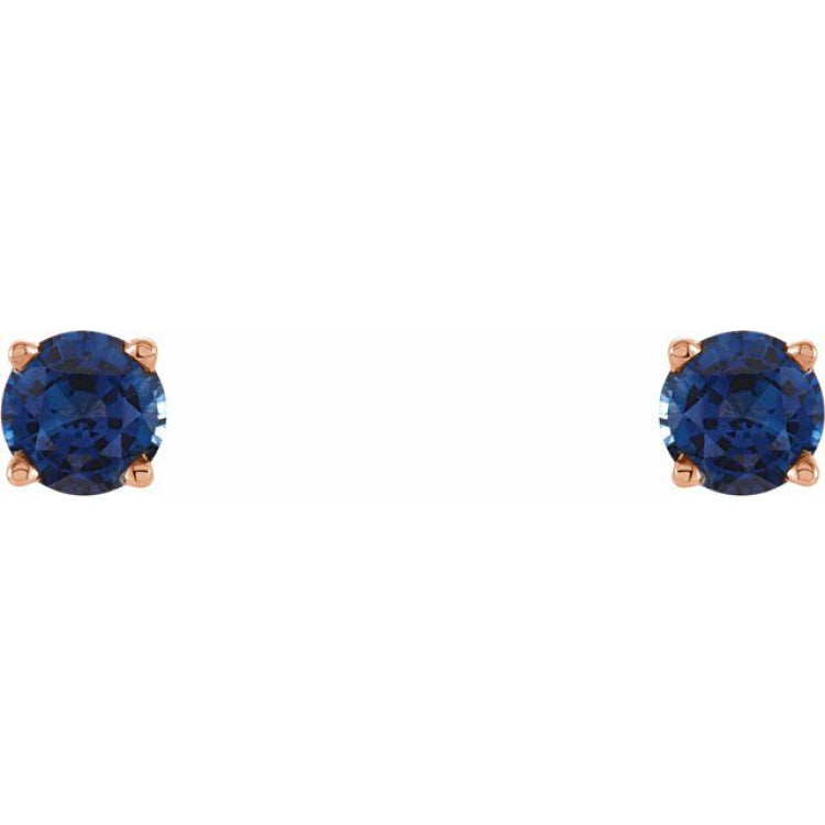 14K Rose 4 mm Lab-Grown Blue Sapphire Earrings
