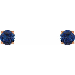 14K Rose 4 mm Lab-Grown Blue Sapphire Earrings