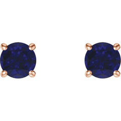 14K Rose 5 mm Lab-Grown Blue Sapphire Earrings