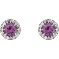 14K White 5 mm Natural Amethyst & 1/8 CTW Natural Diamond Earrings