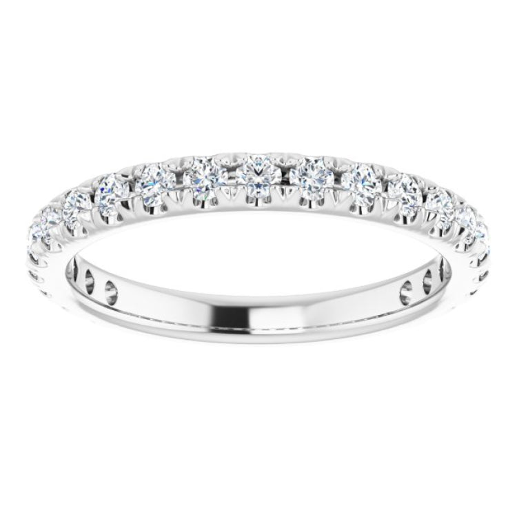 14K White 1/2 CTW Natural Diamond French-Set Anniversary Band
