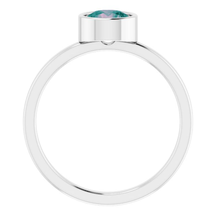 14K White 6 mm Lab-Grown Alexandrite Ring