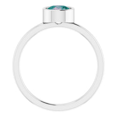 14K White 6 mm Lab-Grown Alexandrite Ring