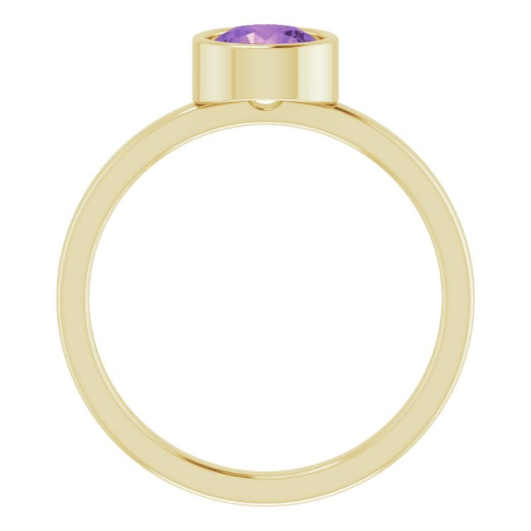 14K Yellow 6 mm Natural Amethyst Ring