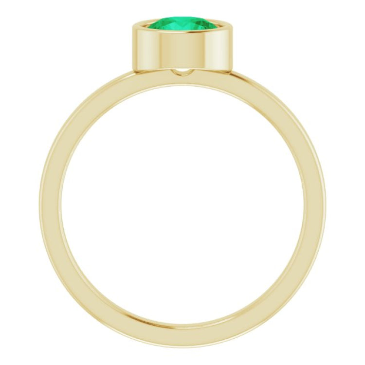 14K Yellow 6 mm Natural Emerald Ring