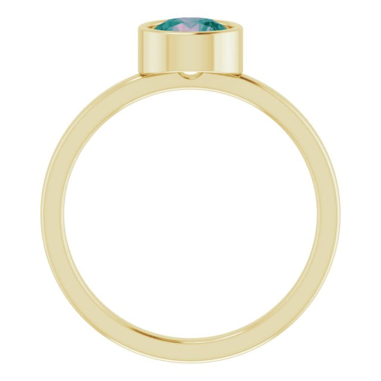 14K Yellow 6 mm Lab-Grown Alexandrite Ring