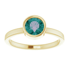 14K Yellow 6 mm Lab-Grown Alexandrite Ring