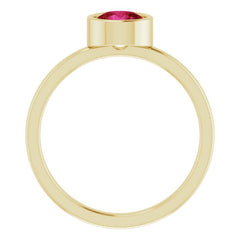 14K Yellow 6 mm Lab-Grown Ruby Ring