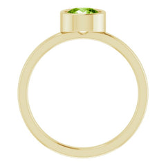 14K Yellow 6 mm Natural Peridot Ring
