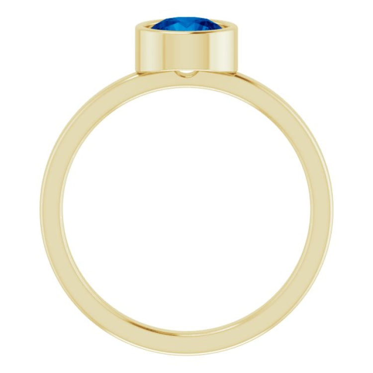14K Yellow 6 mm Natural Blue Sapphire Ring