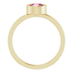 14K Yellow 6 mm Natural Pink Tourmaline Ring
