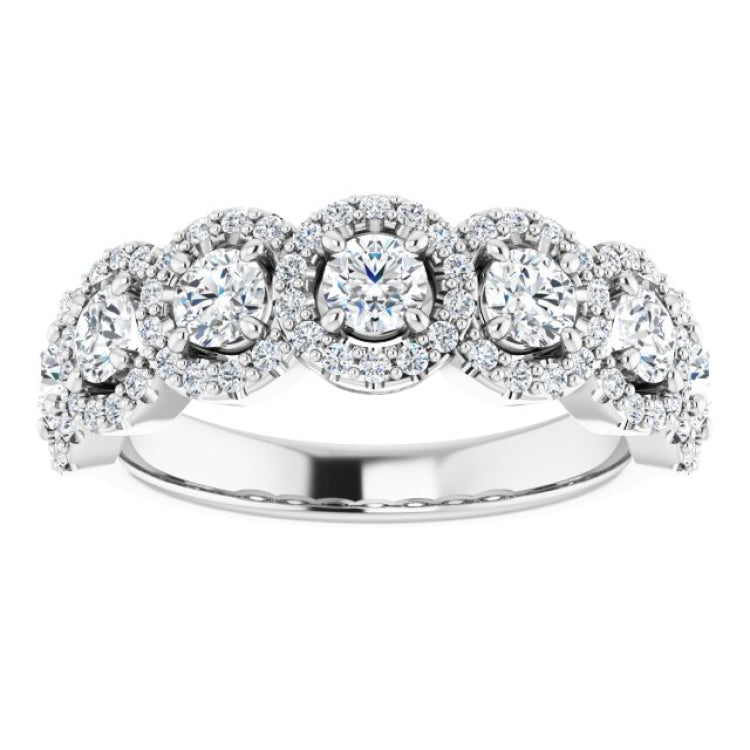 14K White 1 1/5 CTW Natural Diamond Anniversary Band