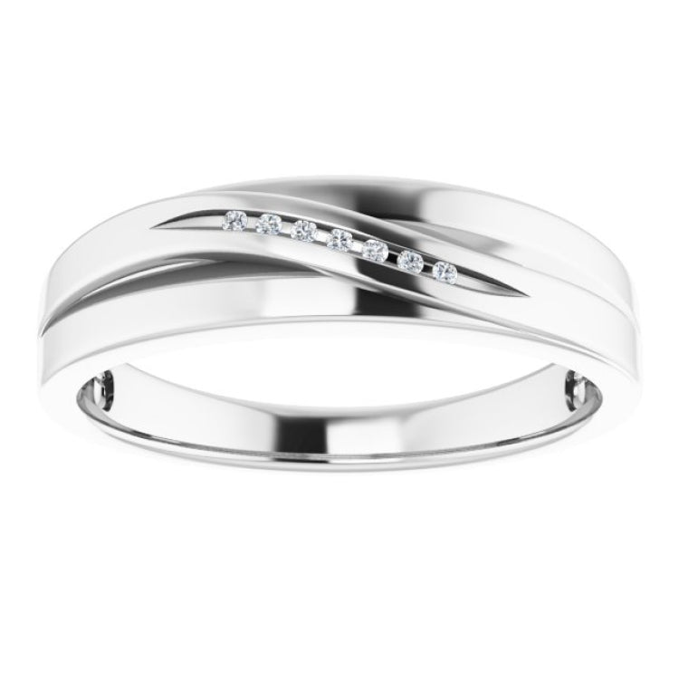 14K White .03 CTW Natural Diamond Band