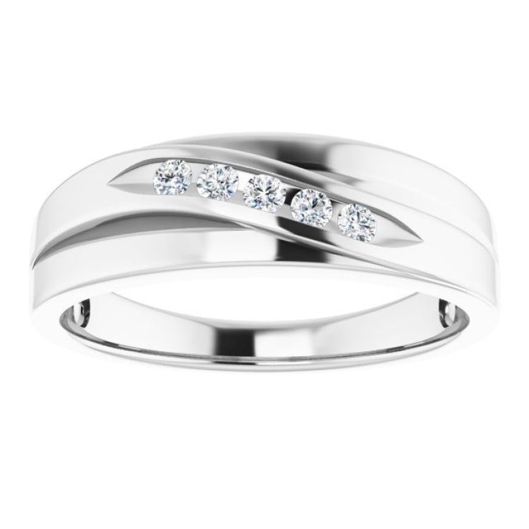 14K White 1/6 CTW Natural Diamond Band