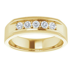 14K Yellow 1/3 CTW Natural Diamond Milgrain Band
