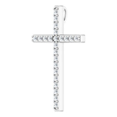 14K White 1/2 CTW Natural Diamond Cross Pendant