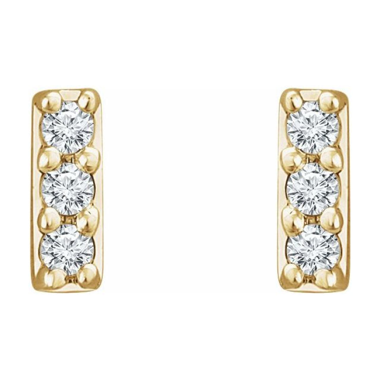 14K Yellow .05 CTW Natural Diamond Bar Earrings