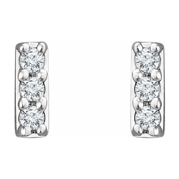 14K White .05 CTW Natural Diamond Bar Earrings