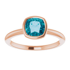 14K Rose Natural London Blue Topaz Ring