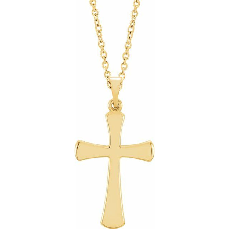 14K Yellow Cross 18" Necklace