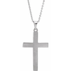 14K White Cross 18" Necklace