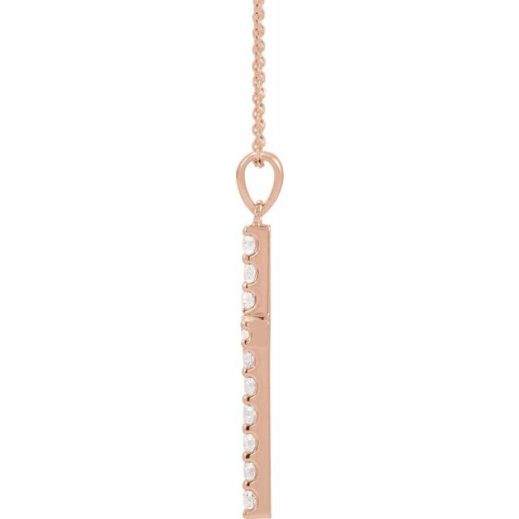 14K Rose 1/4 CTW Natural Diamond Cross 18" Necklace