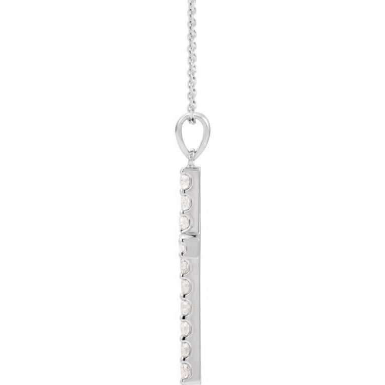 14K White 3/4 CTW Natural Diamond Cross 18" Necklace