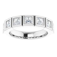 14K White 1 1/8 CTW Natural Diamond Anniversary Band
