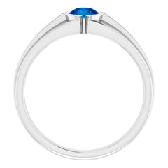14K White Lab-Grown Blue Sapphire Ring