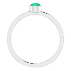 Platinum 4 mm Lab-Grown Emerald Ring