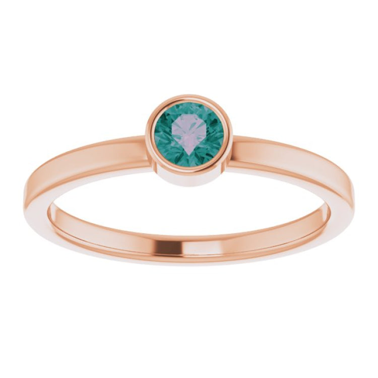 14K Rose 4 mm Lab-Grown Alexandrite Ring