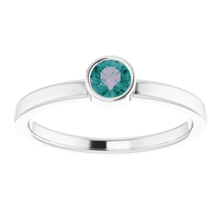Platinum 4 mm Lab-Grown Alexandrite Ring